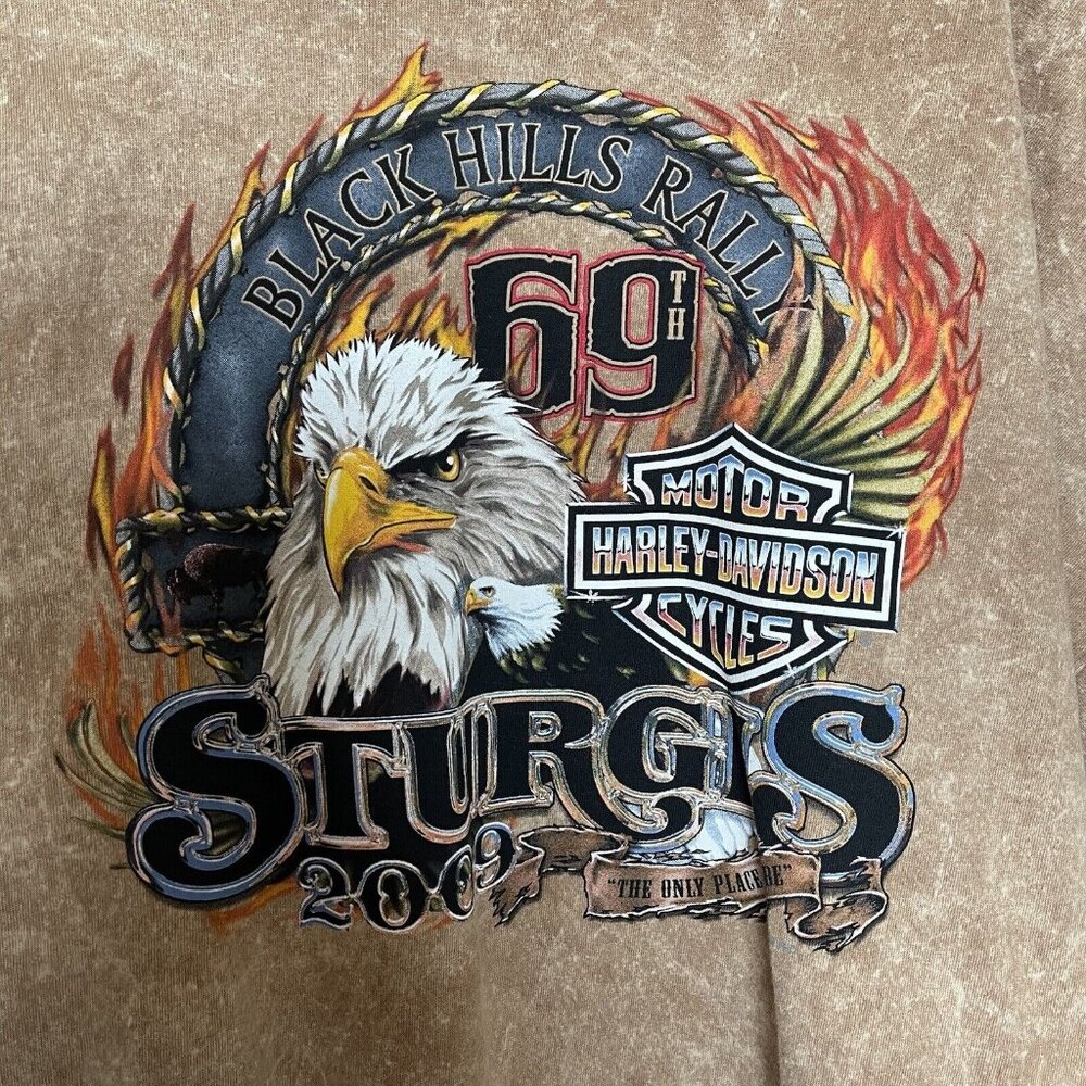 HARLEY-DAVIDSON T Shirt Mens Size 2XL 69th Sturgis Black Hills Rally Eagle Flame